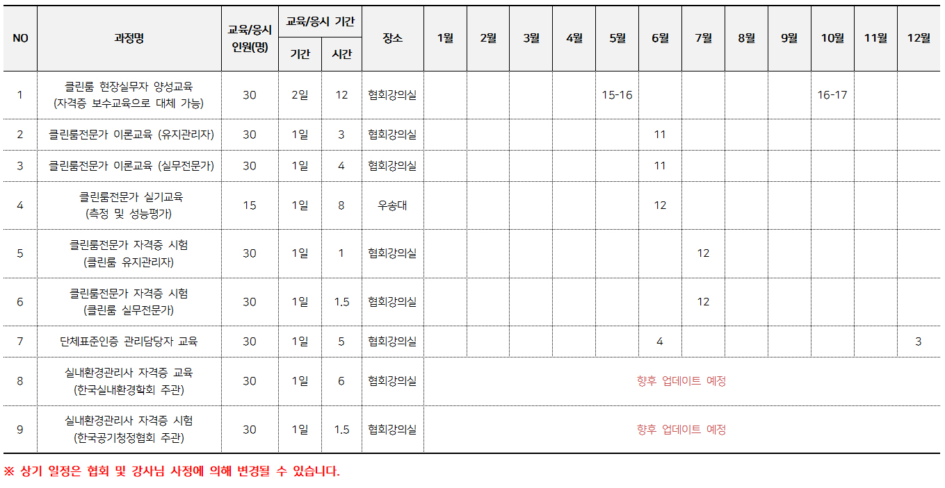 2023 교육일정표